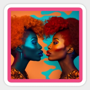 Two women facing each other Sticker